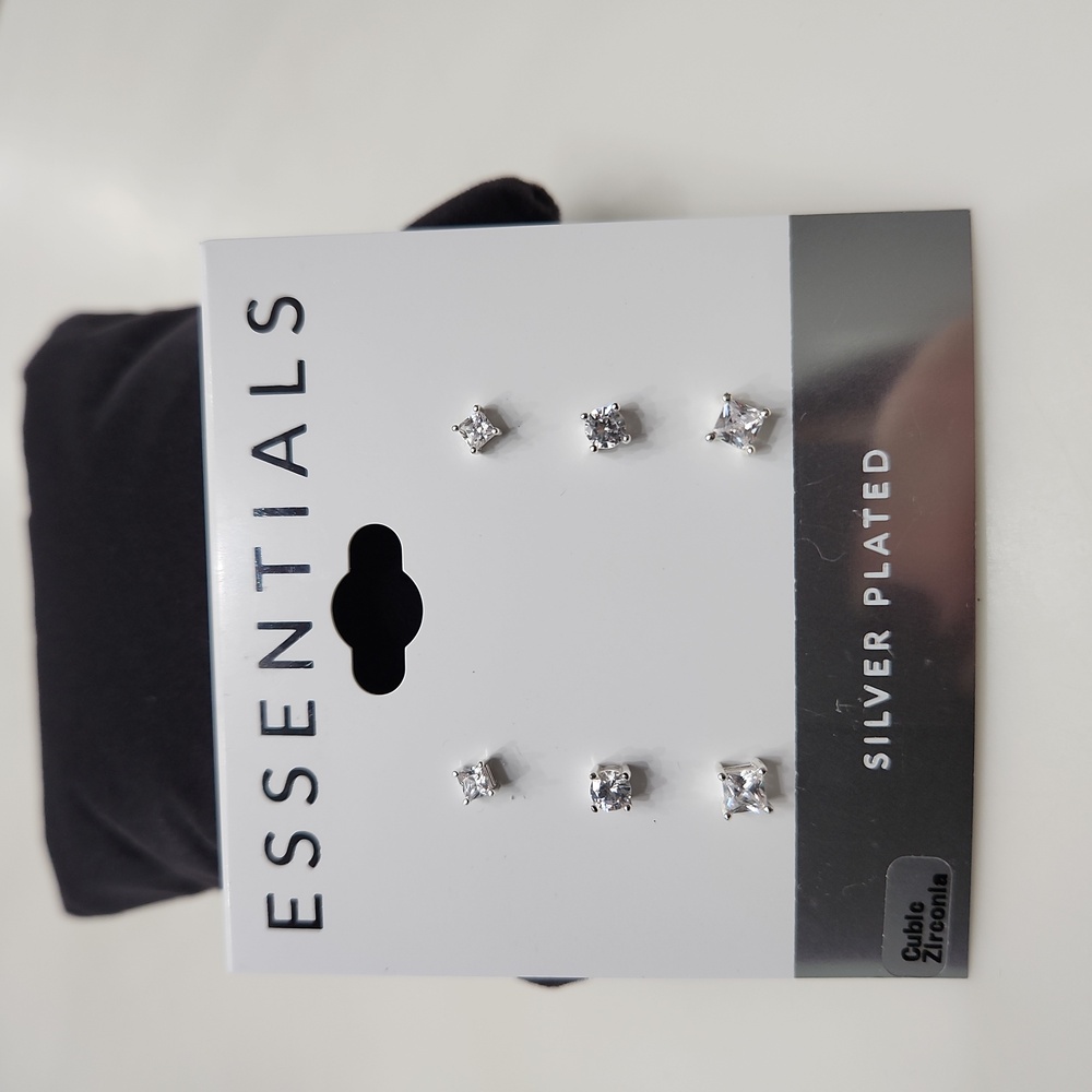 Essentials Silver Plated Cubic Zirconia Earrings